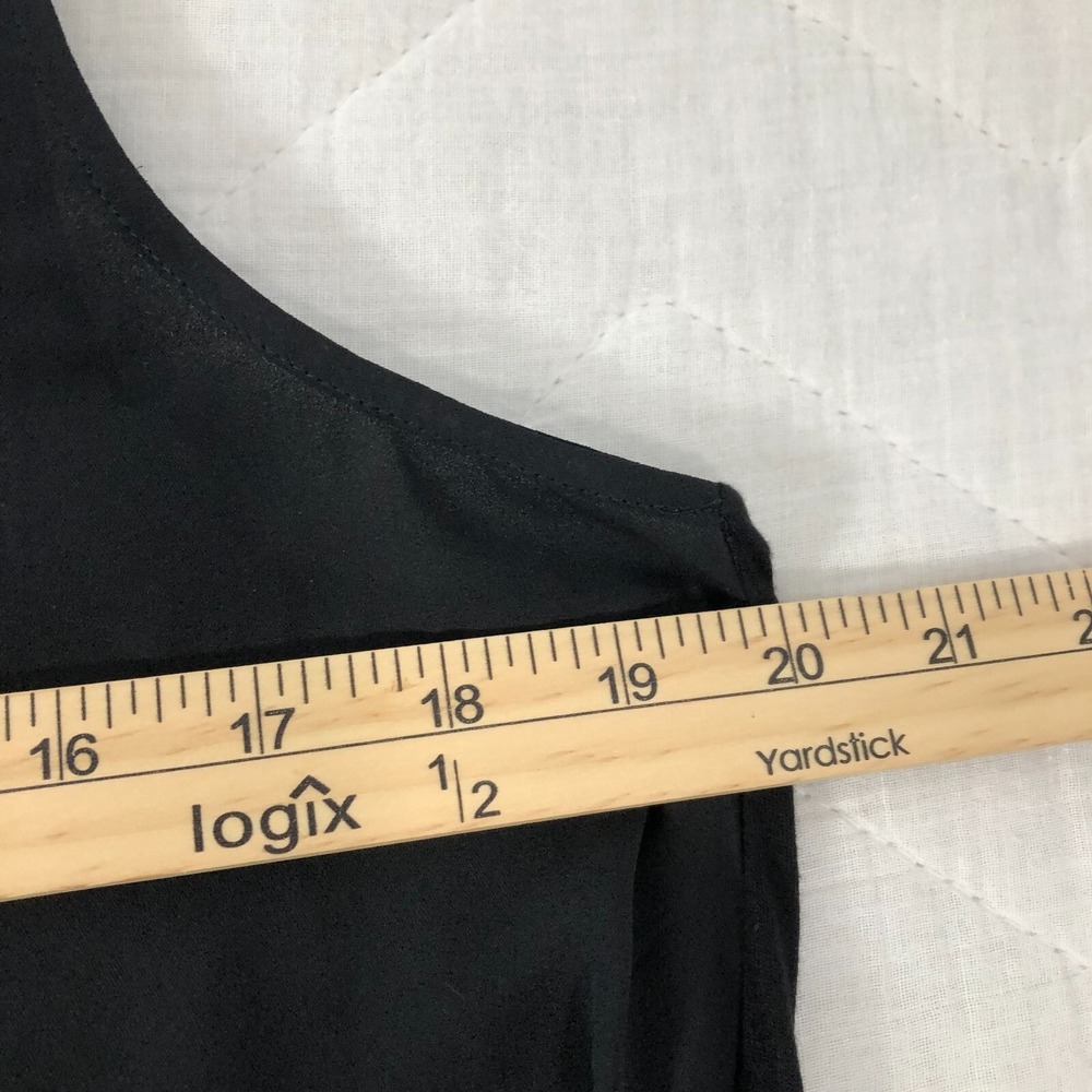 Loft Blouse Women's Small Black Semi Sheer Top Sleeveless Shirt Keyhole Neck - Picture 9 of 10